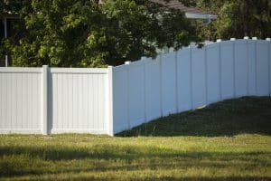 White plastic fence for back yard